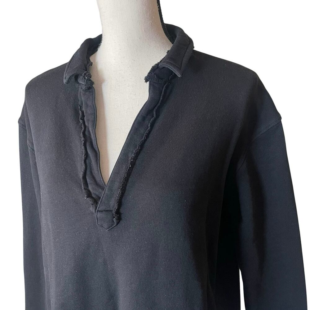 Frank & Eileen Patrick Popover Henley Black Triple Terry Large Quiet Luxury - Picture 6 of 13